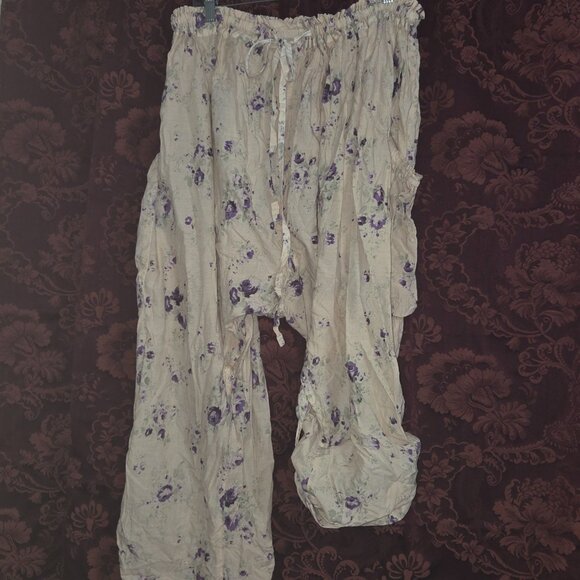 Magnolia Pearl Purple Ivory Floral Adjustable Bloomers Slacks - Picture 2 of 11